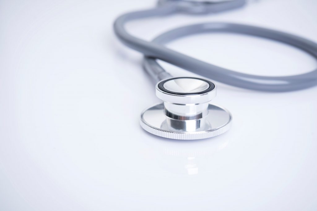 Stethoscope laying on a table