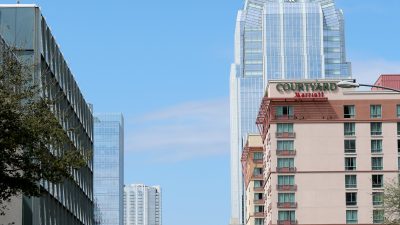 Austin light rail train at downtown station