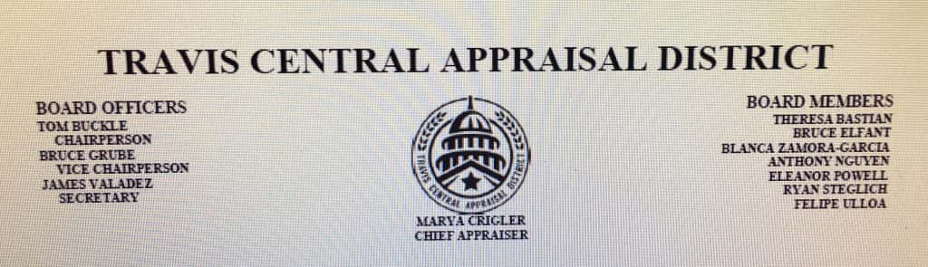 Travis County Appraisal District letterhead