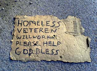 Homeless veteran's sign