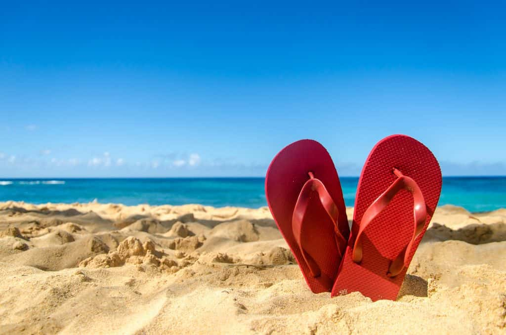 Flip flops on a beach