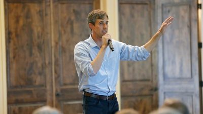 Beto O'Rourke speaking at a Rally