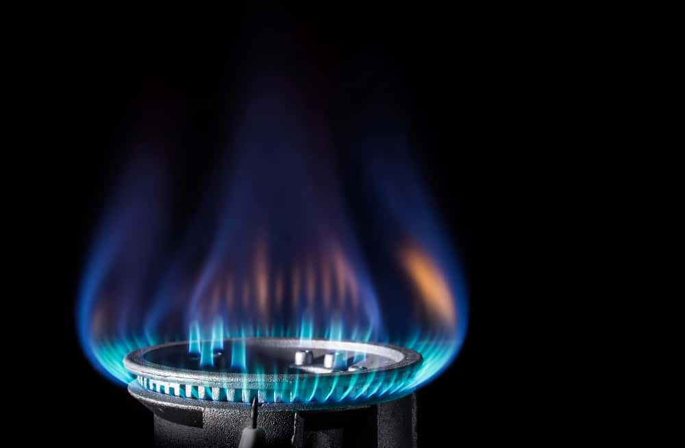 Natural gas burner lit