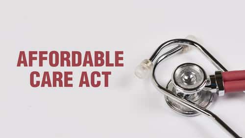 Stethoscope next to text reading "Affordable Care Act"