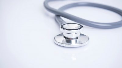 Stethoscope laying on a table