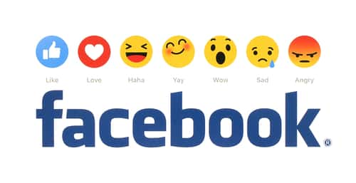 Facebook logo with emoticons