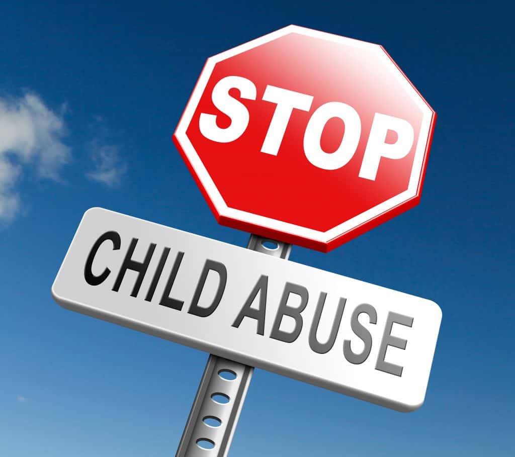 Depiction of the message stop child abuse