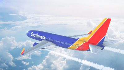 Southwest Airlines jet in flight
