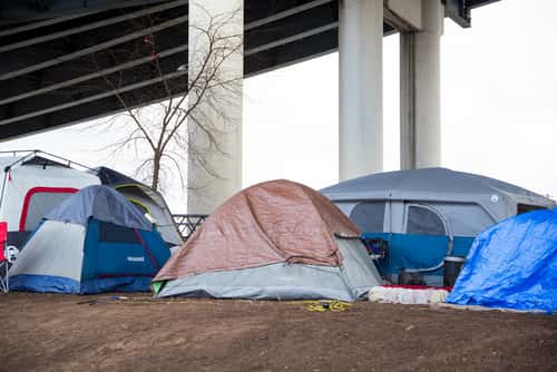 Homeless tents under highway