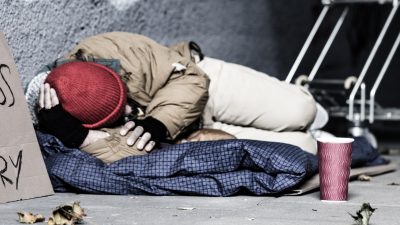 Homeless person asleep