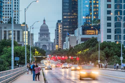 congress ave with capitol in the background