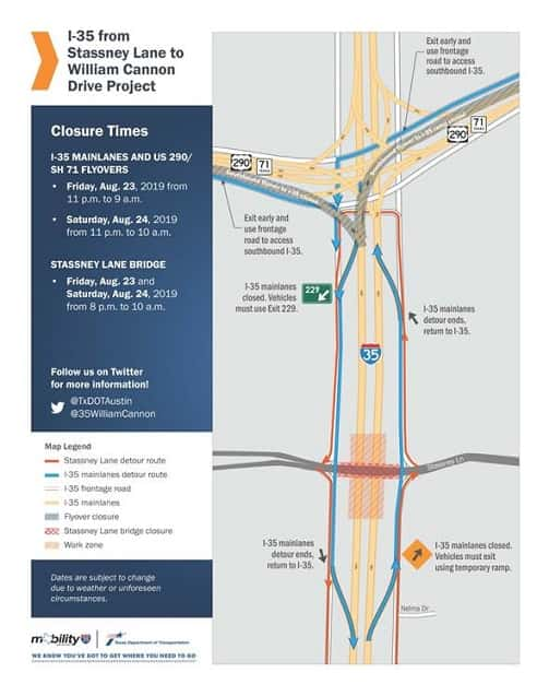 TRAFFIC ALERT I-35 Mainlanes near Stassney Lane to Close for Bridge Demolition