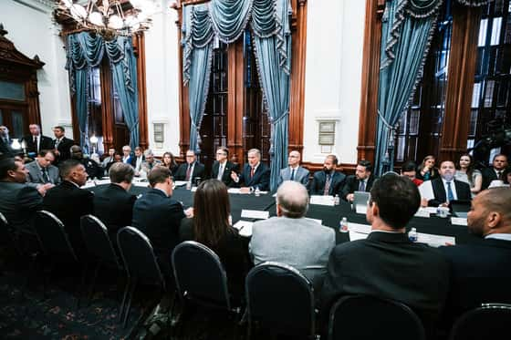 Governor Greg Abbott meets with his new safety commission dealing with gun violence