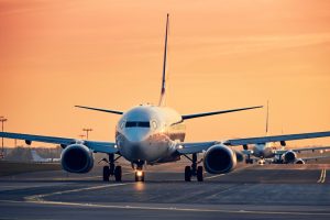 An airplane getting ready to take off