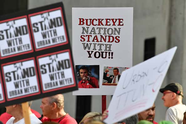 Ohio State Fans Hold Rally for Head Football Coach Urban Meyer :Getty Images