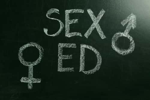 "Sex Ed" written on chalkboard