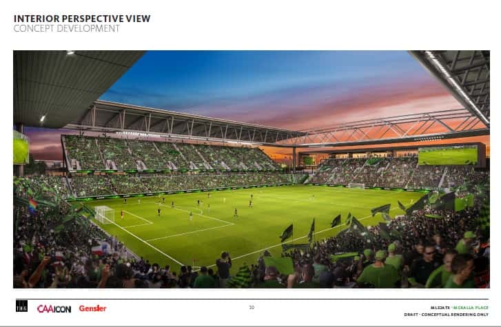 Rendering of Austin's new MLS stadium in North Austin