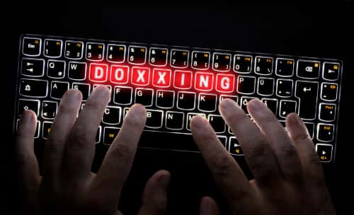 Keyboard with the word "Doxxing" highlighted