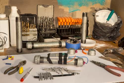 Picture of pipe bomb and tools