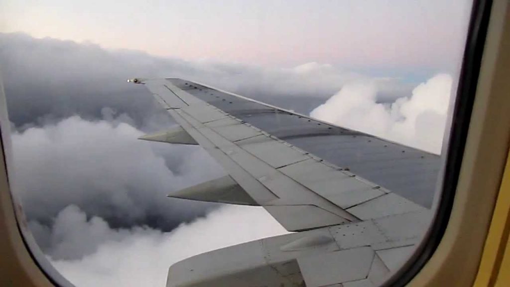 Clouds outside of an airplane