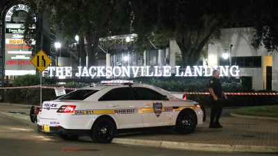 Police car outside of gaming contest in Jacksonville, Florida