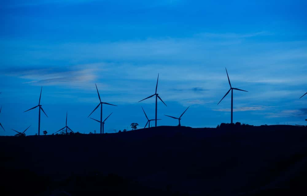 Wind farm at sunset