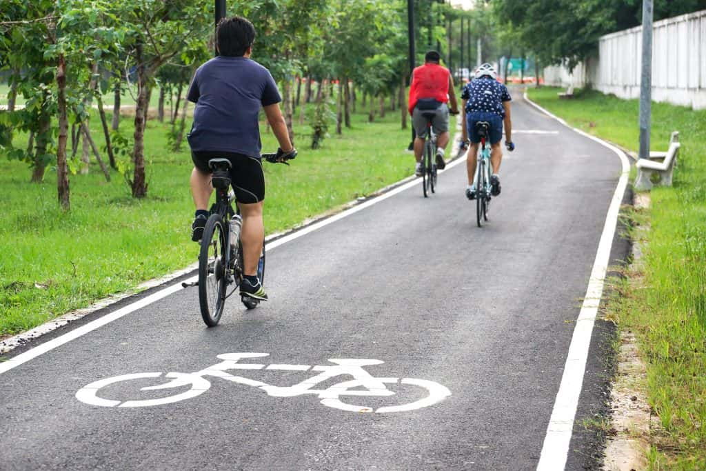 bike riders in a bike lane