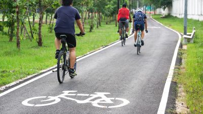 bike riders in a bike lane