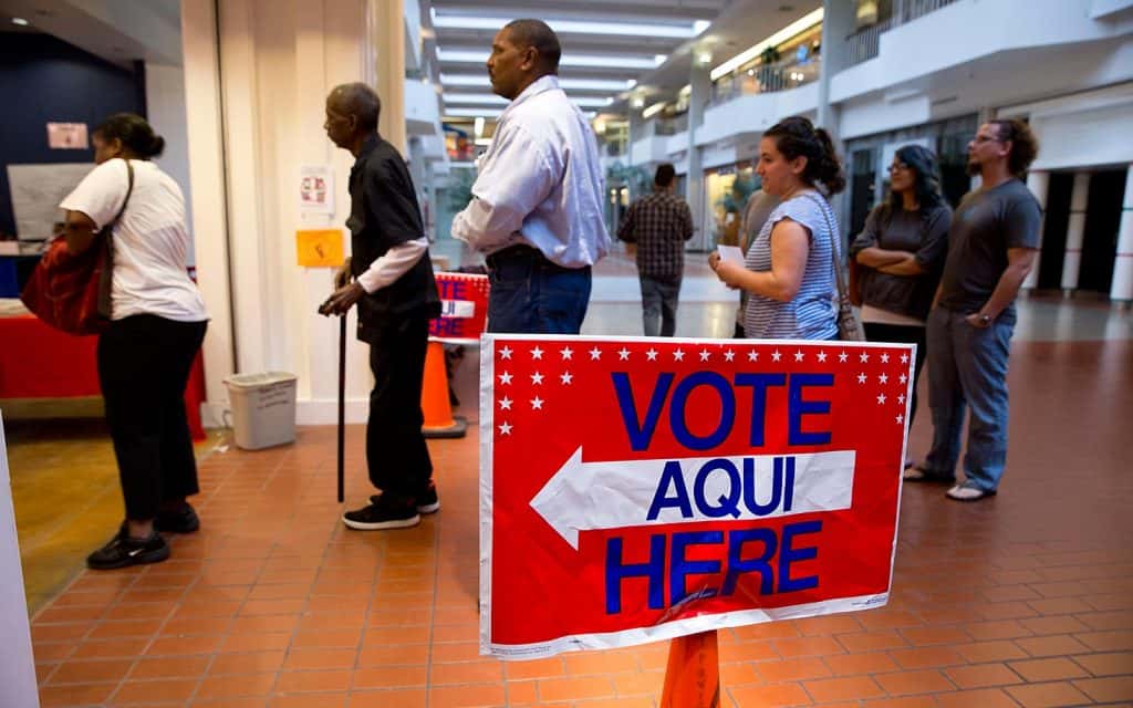 People waiting to vote