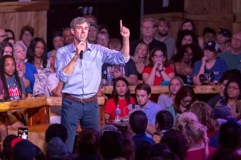 Beto O'Rourke speaking at rally