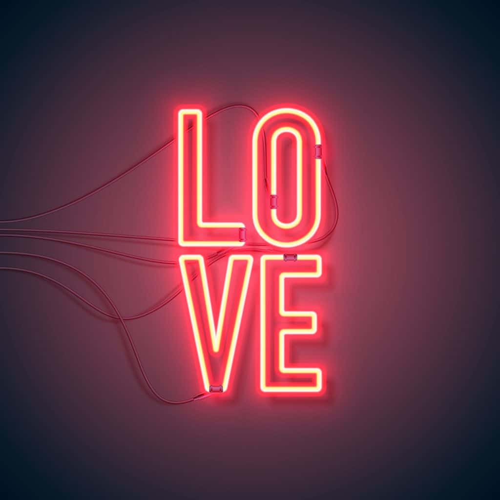 Neon sign that reads "LOVE"