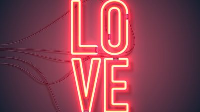 Neon sign that reads "LOVE"