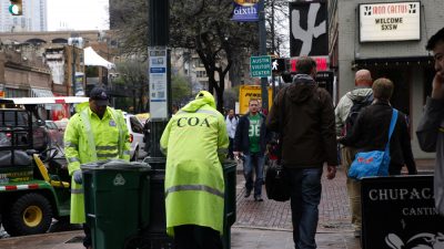 City crews picking up trash
