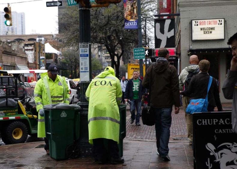 City crews picking up trash