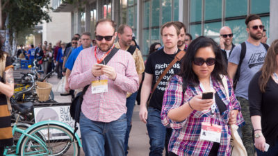 people walking during sxsw