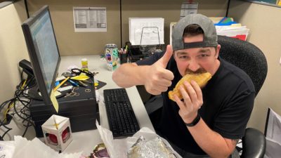 Producer Brandon eating Way South Philly