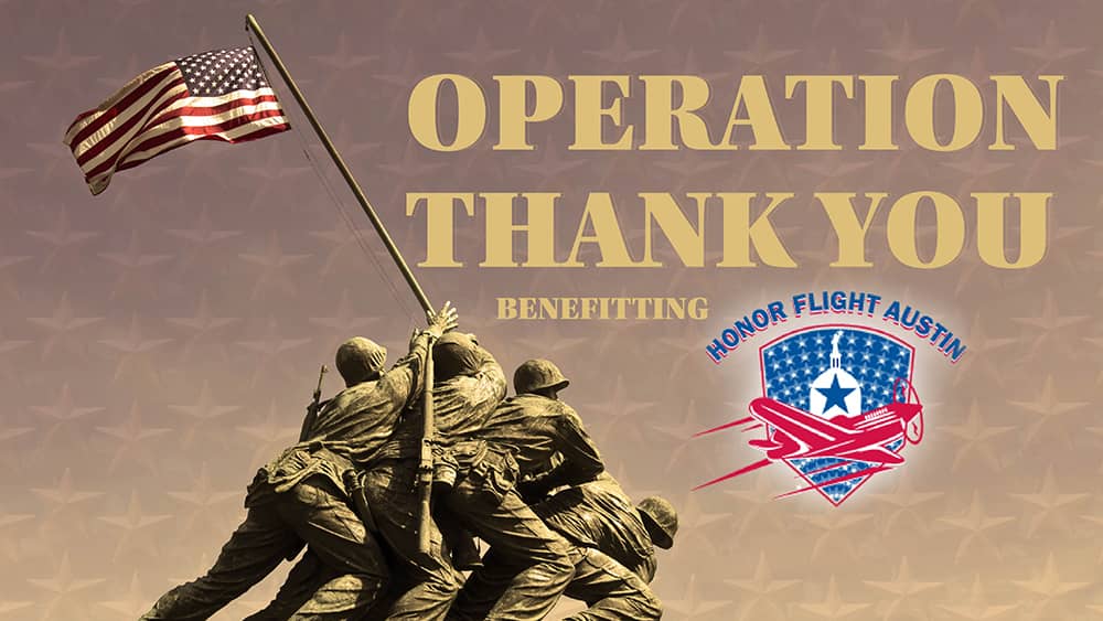 operation thank you benefitting Honor Flight Austin - Veterans holding the flag in combat