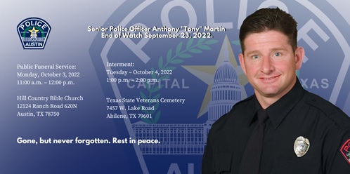 Monday Funeral Arrangements Set for APD Officer Anthony Martin