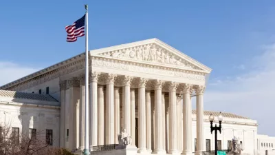 Facade of US Supreme court in Washington DC on sunny day