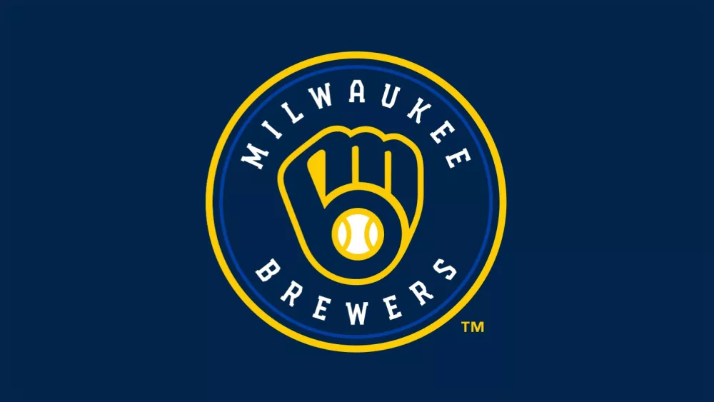 Milwaukee Brewers logo^ D.C. ^ MLB Team^ Major League Baseball^ with navy blue background