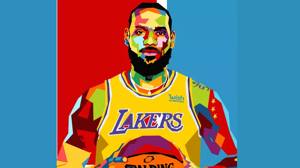 LA Lakers LeBron James^ vector sketch illustration^ isolated style