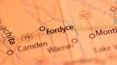 Map detailing the location of Fordyce. Arkansas. USA