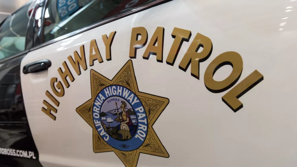 California Highway Patrol sign on a US police car.