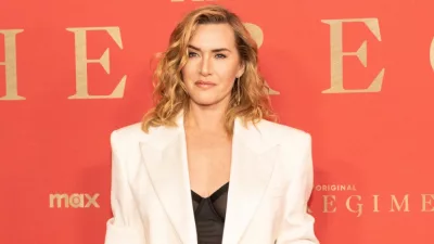 Kate Winslet wearing dress by Givenchy attends premiere of HBO Original 'The Regime' at American Museum of Natural History in New York on February 26^ 2024