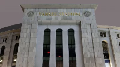 Yankee Stadium at night in winter. BRONX^ NEW YORK - FEBRUARY 20