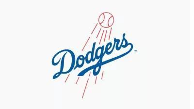 Los Angeles Dodgers^ editorial vector logo is printed on white paper.