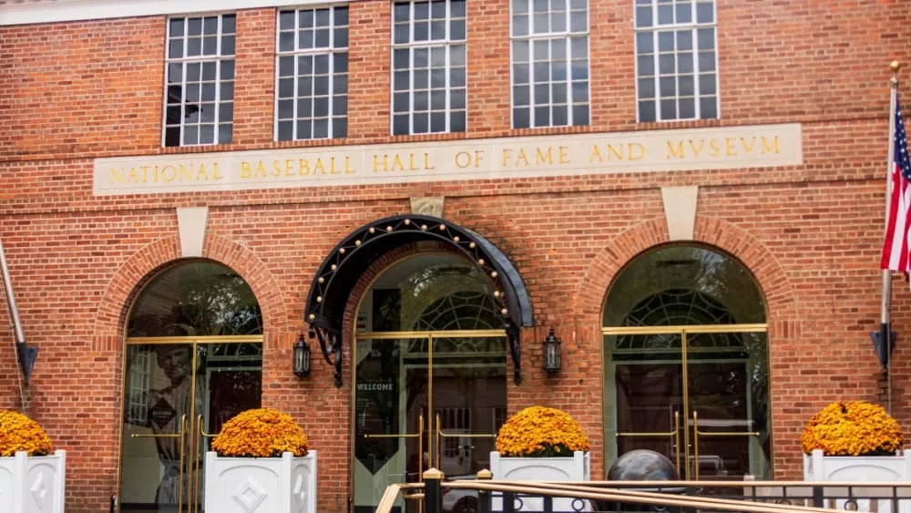 National Baseball Hall of Fame and Museum entrance. Cooperstown^ NY 10-01-2024