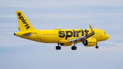 Spirit Airlines Airbus A320 prepares for landing at Chicago O'Hare International Airport. Chicago^ IL^ USA - March 24 2024