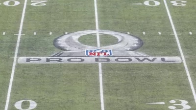 Overall view of the Pro Bowl logo at mid field during the Pro Bowl at Camping World Stadium. Jan 26^ 2020; Orlando^ FL USA