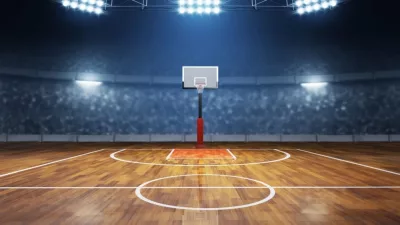 Basketball court on 3d illustration